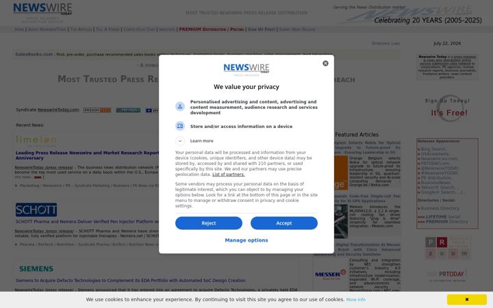 Kuvakaappaus sivustosta newswiretoday.com