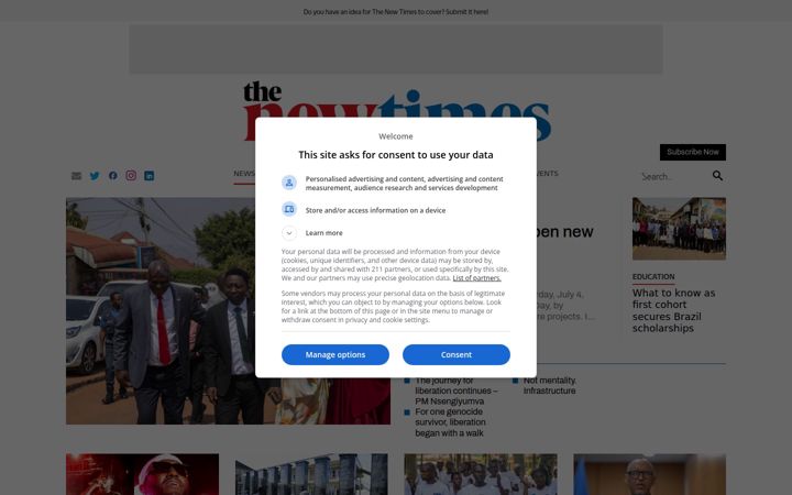 Screenshot of newtimes.co.rw