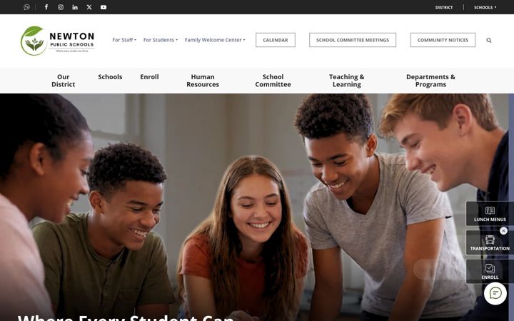 Screenshot of newton.k12.ma.us