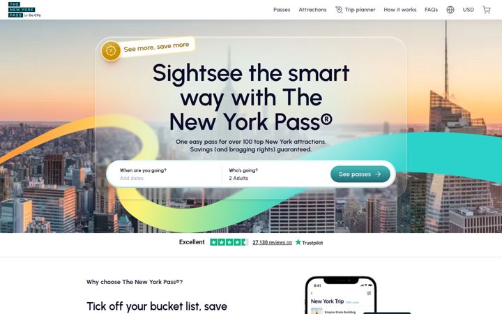 Screenshot stránky newyorkpass.com