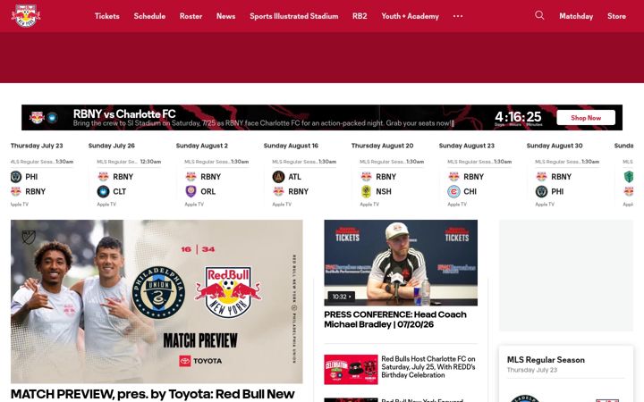 Screenshot of newyorkredbulls.com