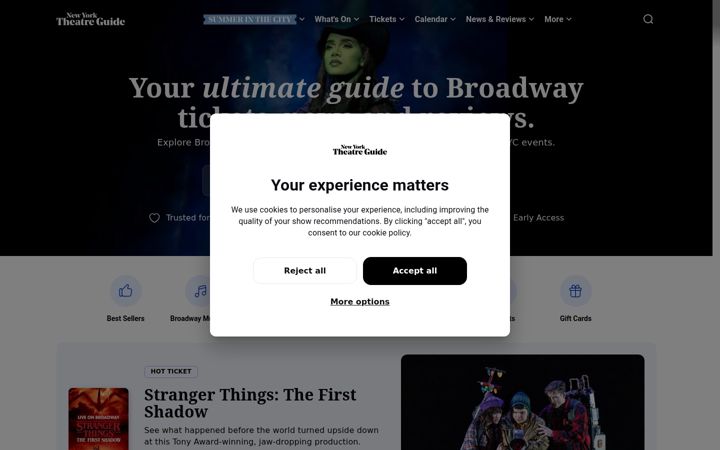 Screenshot of newyorktheatreguide.com