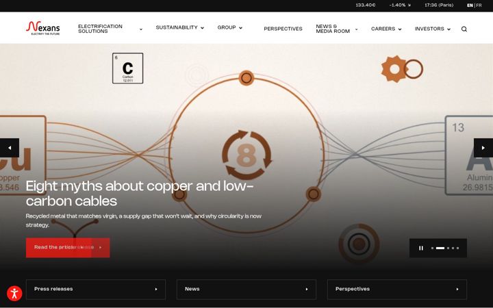 Screenshot of nexans.com