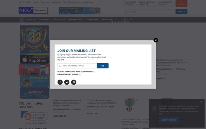 Screenshot of nexinstrument.com