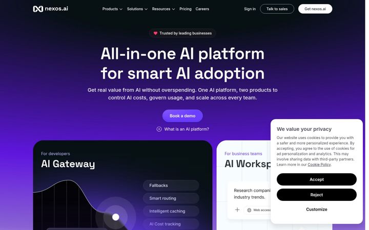 Capture d'écran de nexos.ai