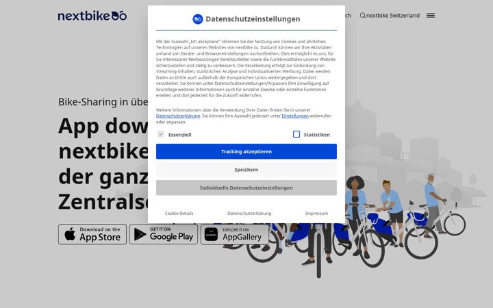 Screenshot von nextbike.ch
