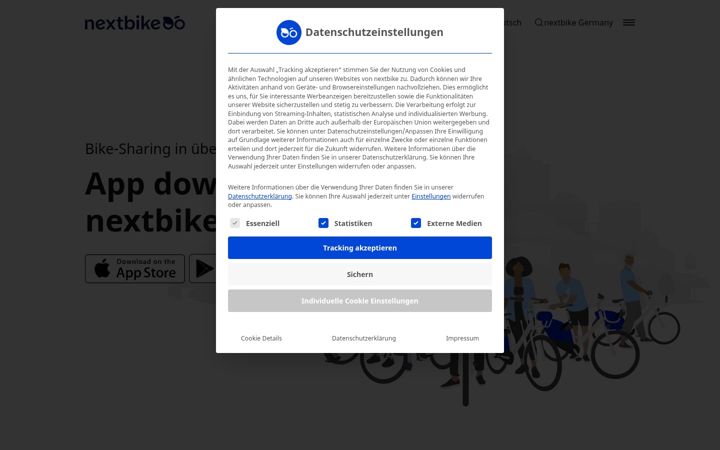Captura de pantalla de nextbike.de