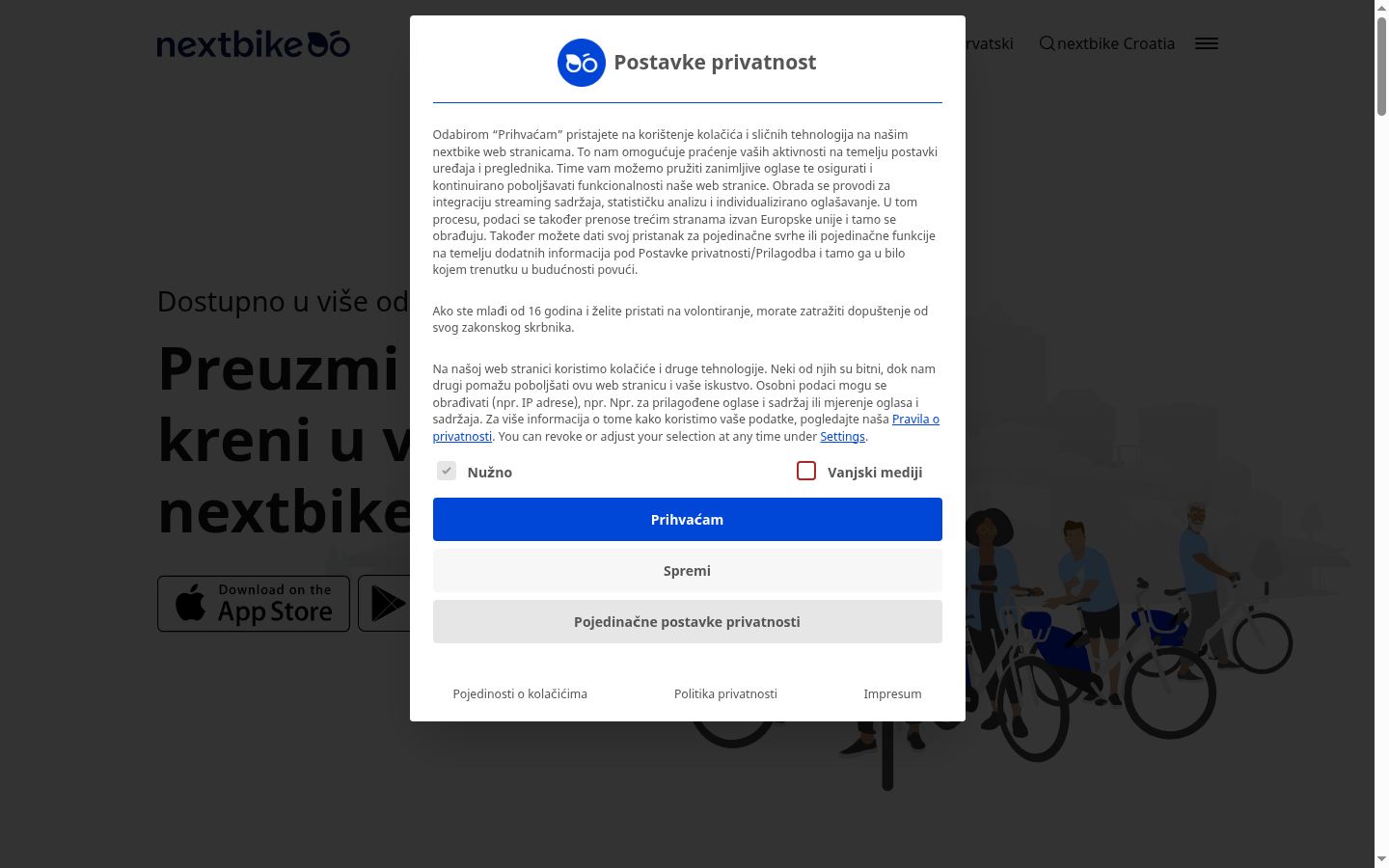 Skjermbilde av samtykkebanneret slik det vises før noen interaksjon