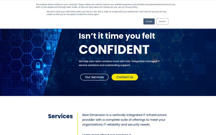 Posnetek zaslona nextdimensioninc.com