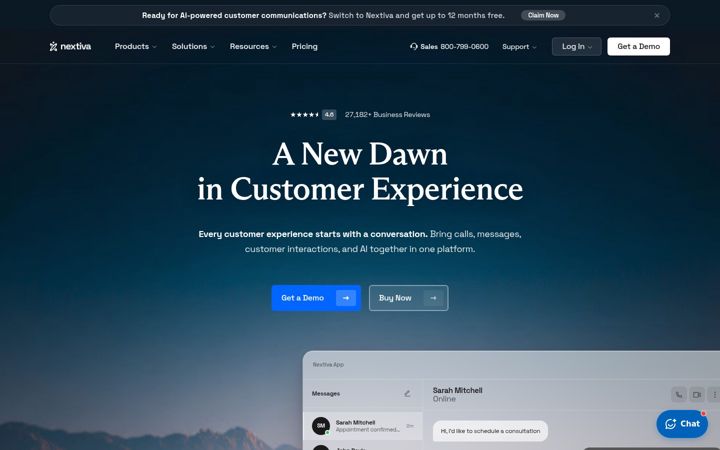 Captura de ecrã de nextiva.com