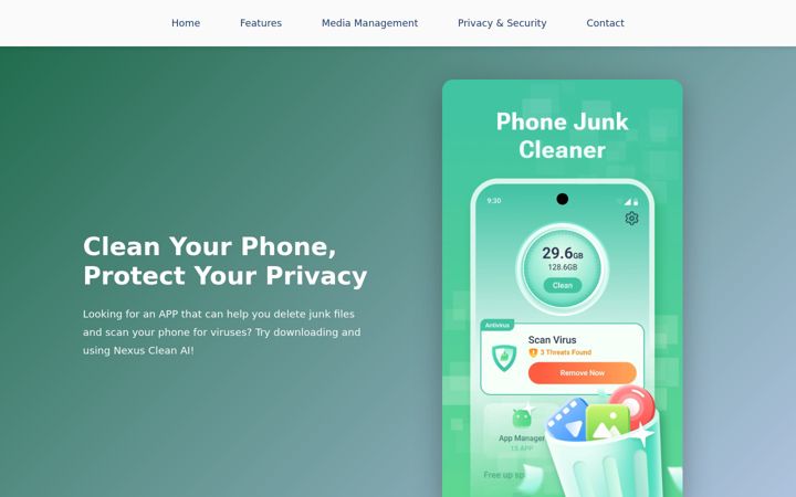 Screenshot of nexuscleanai.com