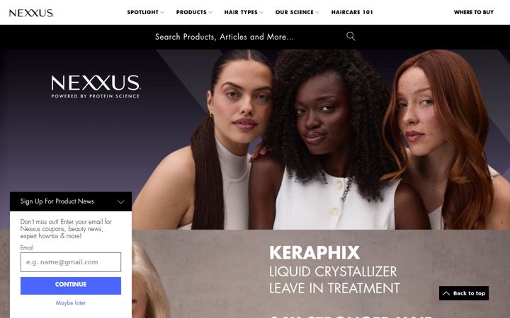 Screenshot of nexxus.com