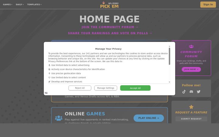 Screenshot of nflperry.com