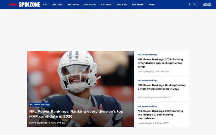 Screenshot of nflspinzone.com