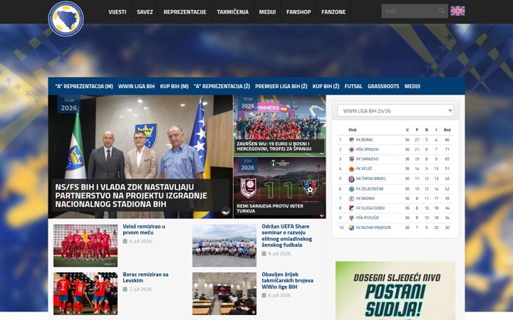 Screenshot of nfsbih.ba