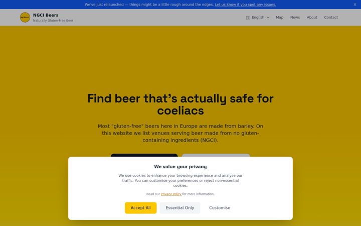Kuvakaappaus sivustosta ngcibeers.com