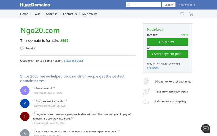 Screenshot of ngo20.com