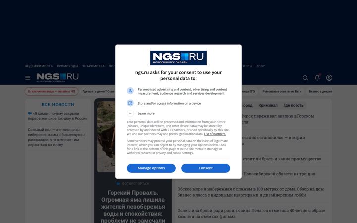 Screenshot of ngs.ru