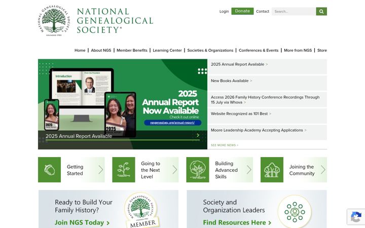 Zrzut ekranu ngsgenealogy.org