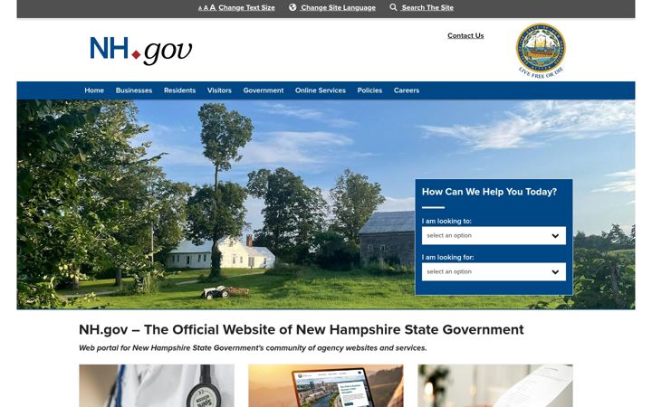 Screenshot van nh.gov