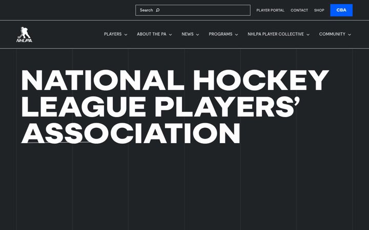 Screenshot of nhlpa.com