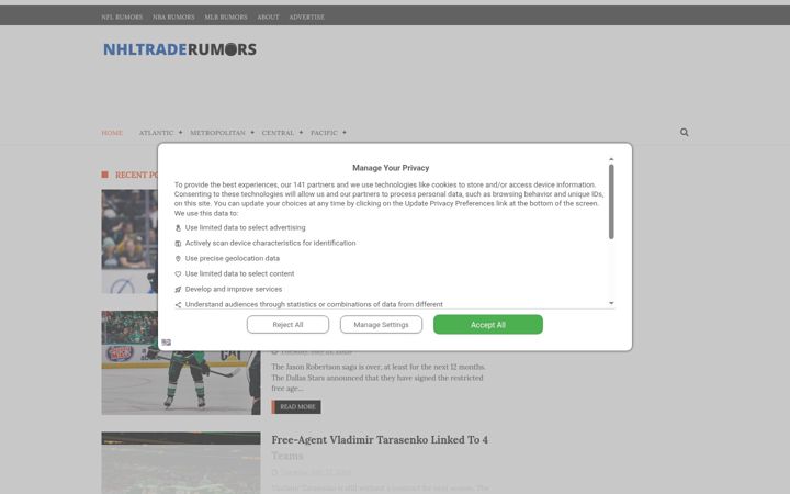 Screenshot of nhltraderumors.me