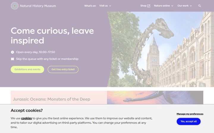Screenshot of nhm.ac.uk