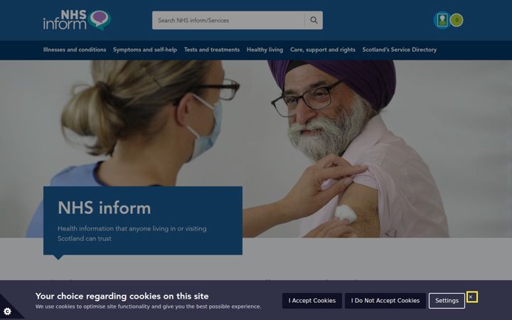 Screenshot of nhsinform.scot