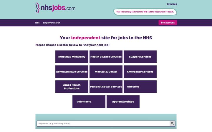 Screenshot of nhsjobs.com