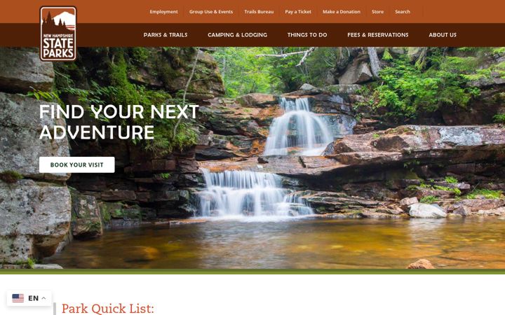 Screenshot of nhstateparks.org