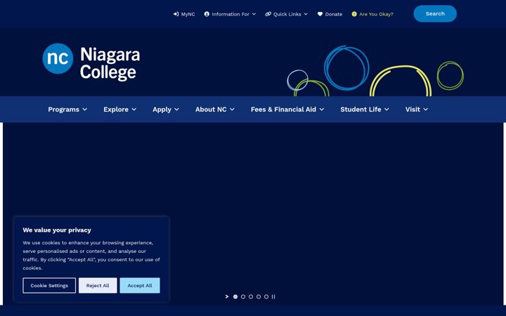 Screenshot of niagaracollege.ca