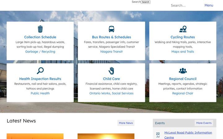 Screenshot of niagararegion.ca