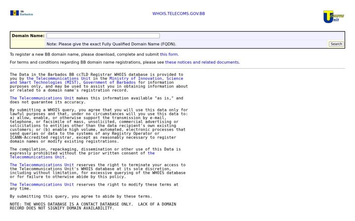 Screenshot of nic.bb