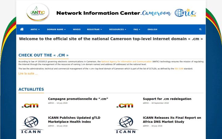 Screenshot of nic.cm