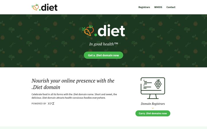 Screenshot of nic.diet