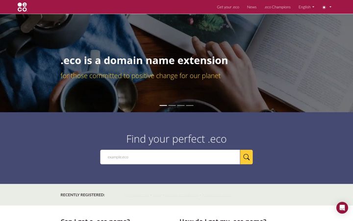 Screenshot of nic.eco