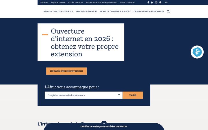 Capture d'écran de nic.fr