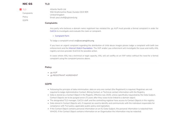 Screenshot of nic.gs