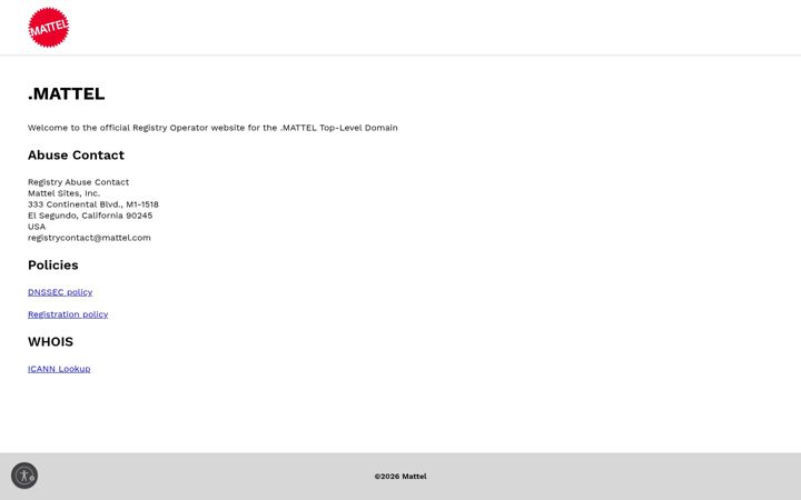 Screenshot of nic.mattel