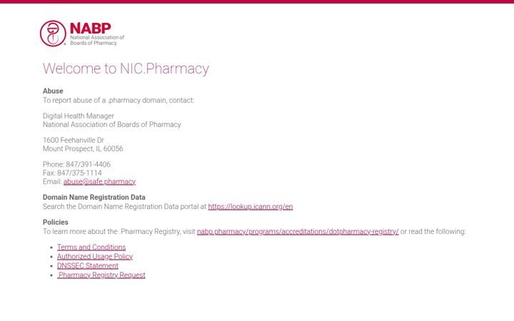 Screenshot of nic.pharmacy