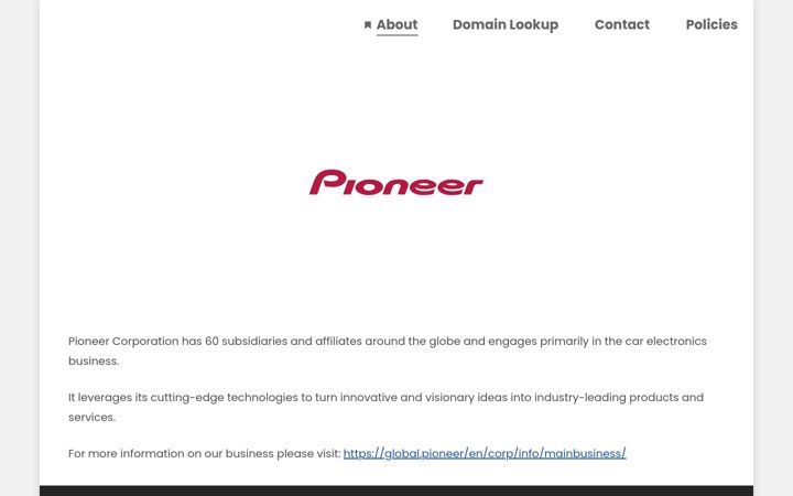 Screenshot of nic.pioneer