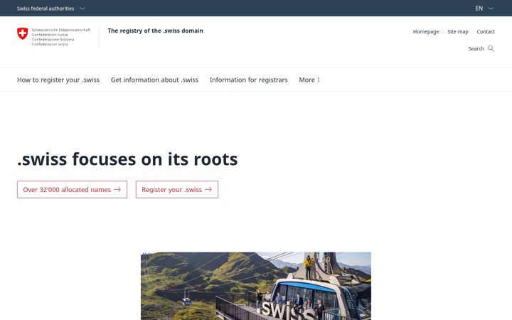 Screenshot of nic.swiss