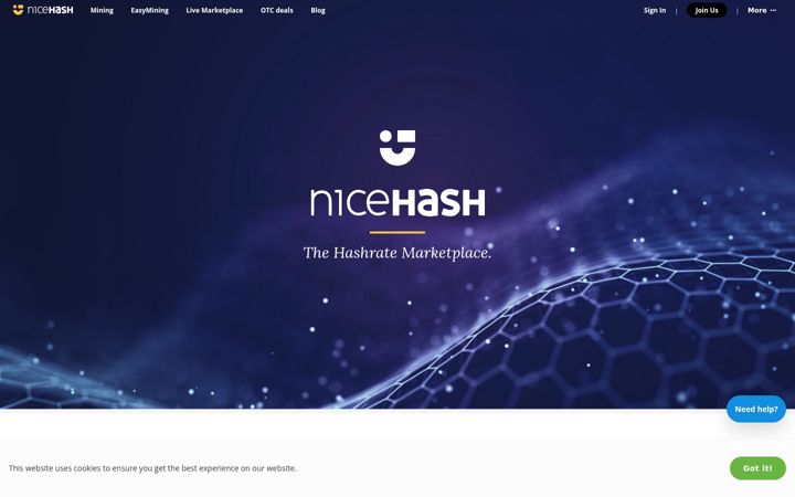 Snímek obrazovky nicehash.com