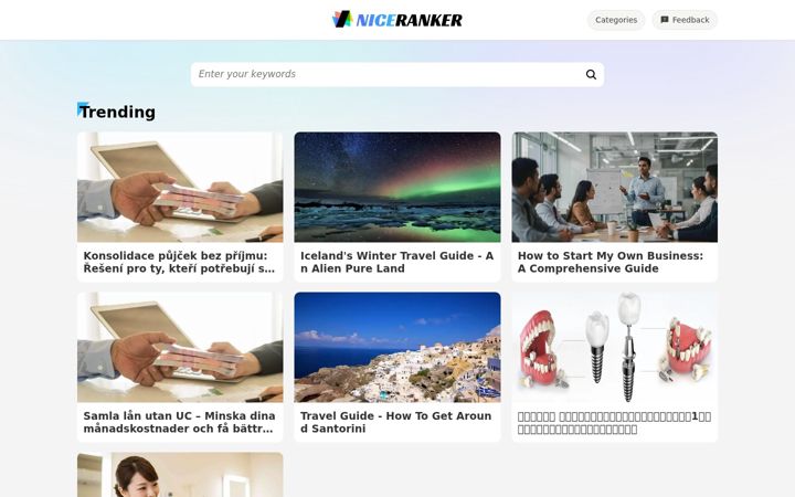 Screenshot of niceranker.com
