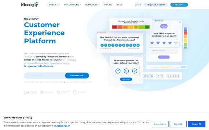 Screenshot of nicereply.com