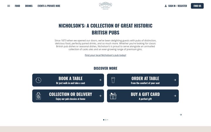 Screenshot of nicholsonspubs.co.uk