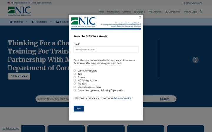 Screenshot von nicic.gov