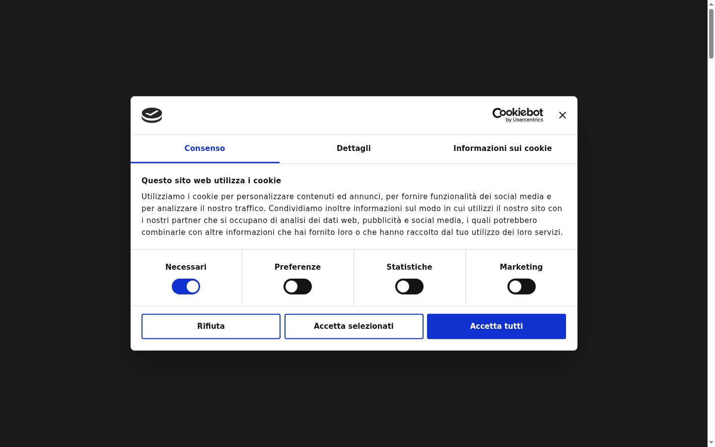 Zrzut ekranu banera zgody wyświetlanego przed jakąkolwiek interakcją
