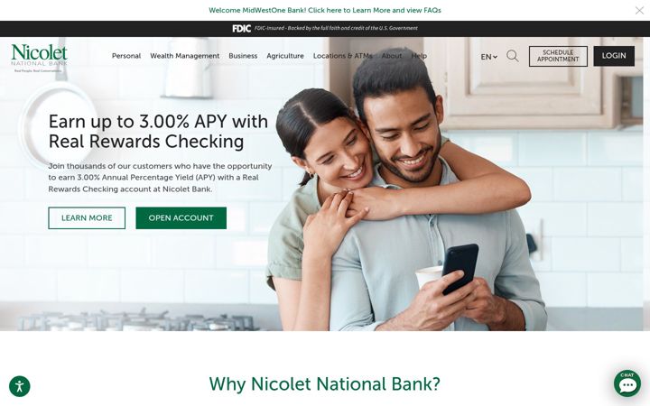 Screenshot of nicoletbank.com