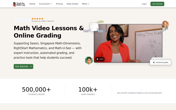 Screenshot of nicolethemathlady.com